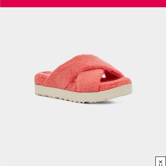 Ugg Fuzzy Sugar terry Cross Slide Size 5 - Picture 2 of 8